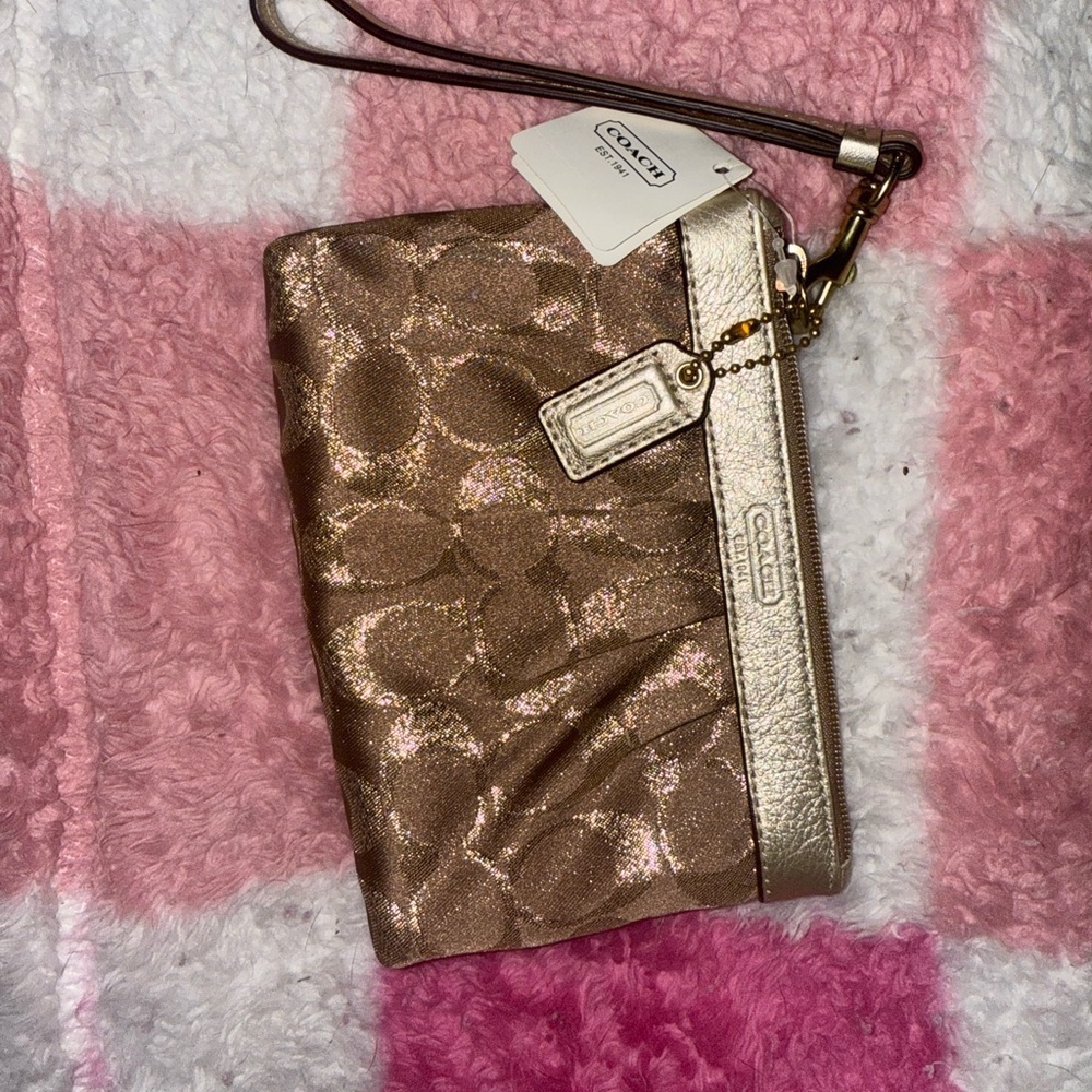 Coach Metallic Brown and Gold Wristlet